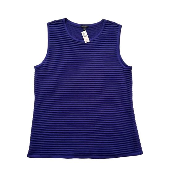 Talbots Purple Ribbed Sleeveless Stretch Casual Sweater Top Size Large NEW - Picture 7 of 10